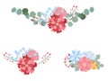 Floral mix wreath vector design set. Vector illustration. Royalty Free Stock Photo